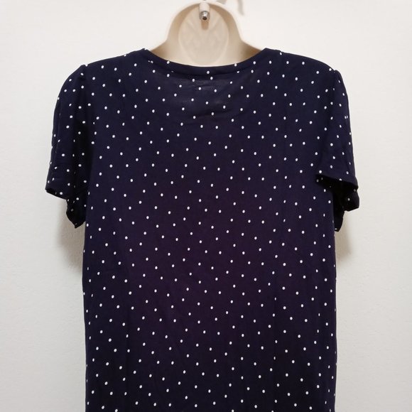 NWT LOFT Polk Dot SS Navy Blouse Soft Rayon - Picture 5 of 9